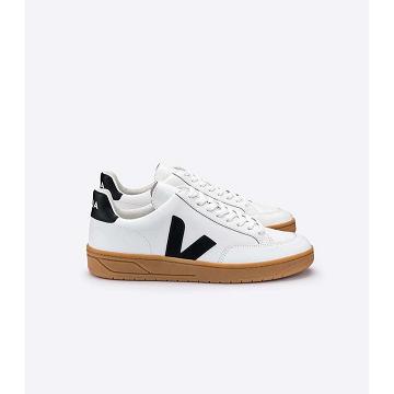 Veja V-12 LEATHER Tenisky Damske White/Black/Beige | SK 670LIS